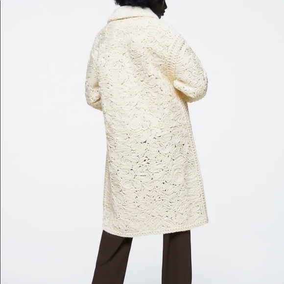 Zara Ecru Structured Wool Blend Coat - Picture 14 of 17